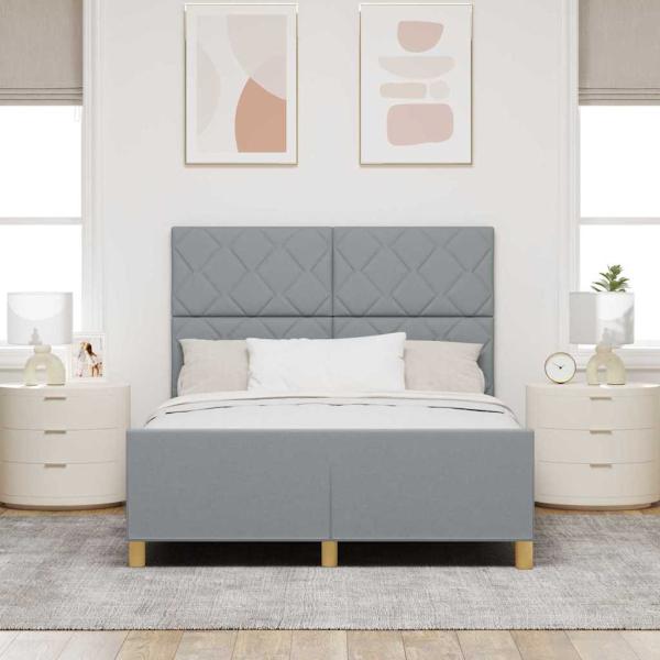 Bettgestell mit Kopfteil Hellgrau 140 x 200 cm Stoff