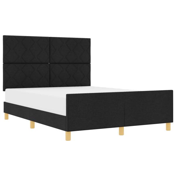 Bettgestell mit Kopfteil Schwarz 140 x 200 cm Stoff