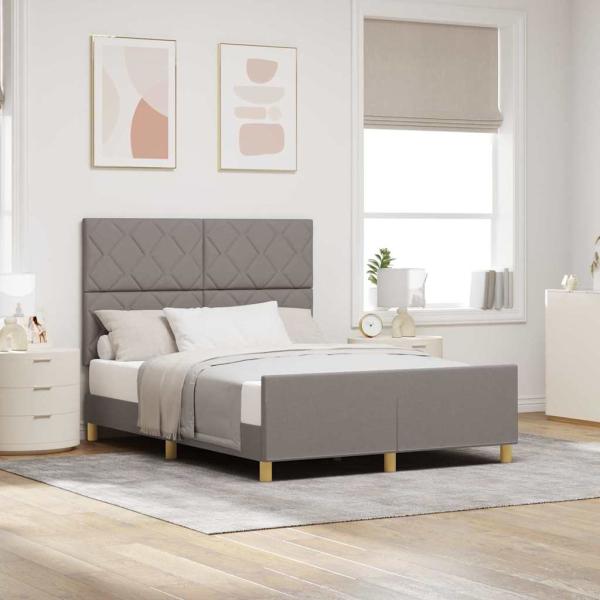 ARDEBO.de - Bettgestell mit Kopfteil Taupe 140 x 200 cm Stoff