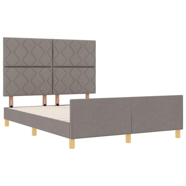 Bettgestell mit Kopfteil Taupe 140 x 200 cm Stoff