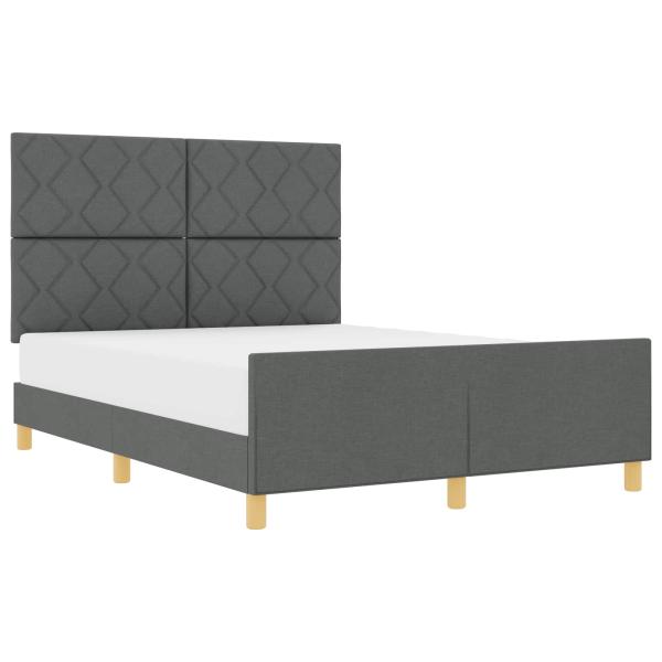 Bettgestell mit Kopfteil Dunkelgrau 160 x 200 cm Stoff