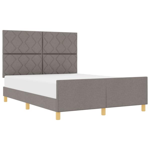 Bettgestell mit Kopfteil Taupe 160 x 200 cm Stoff