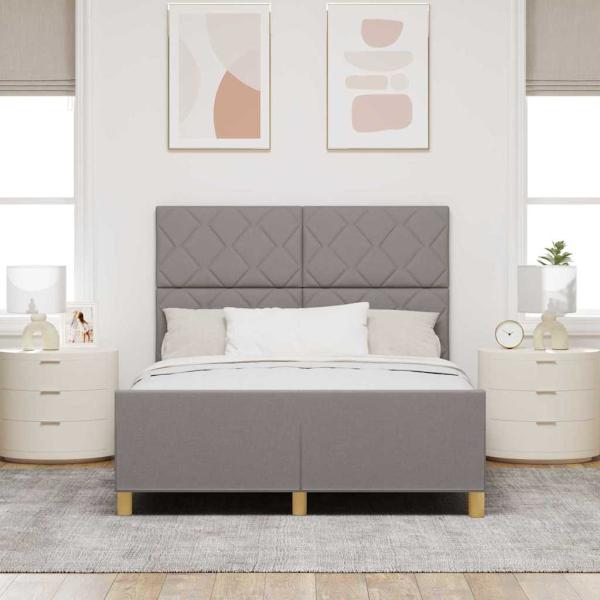 Bettgestell mit Kopfteil Taupe 160 x 200 cm Stoff
