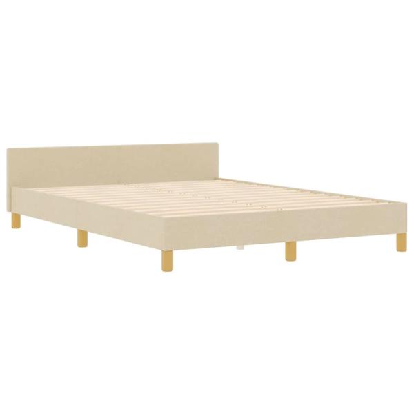 Bettgestell mit Kopfteil Creme 160 x 200 cm Stoff