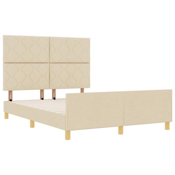 Bettgestell mit Kopfteil Creme 160 x 200 cm Stoff