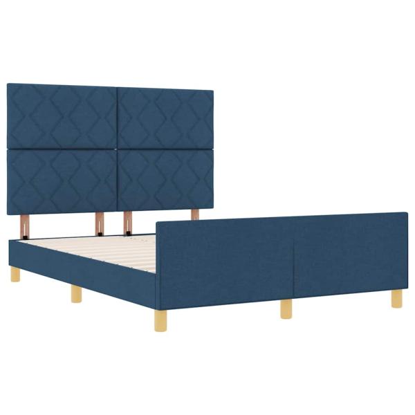 Bettgestell mit Kopfteil Blau 160 x 200 cm Stoff
