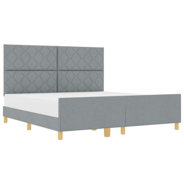 Bettgestell mit Kopfteil Hellgrau 180 x 200 cm Stoff