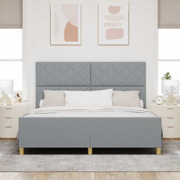 Bettgestell mit Kopfteil Hellgrau 180 x 200 cm Stoff