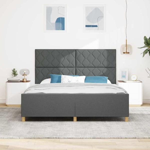 Bettgestell mit Kopfteil Dunkelgrau 180 x 200 cm Stoff