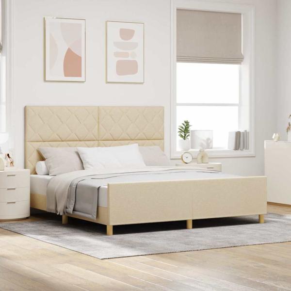 ARDEBO.de - Bettgestell mit Kopfteil Creme 180 x 200 cm Stoff