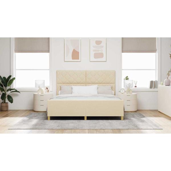 Bettgestell mit Kopfteil Creme 180 x 200 cm Stoff