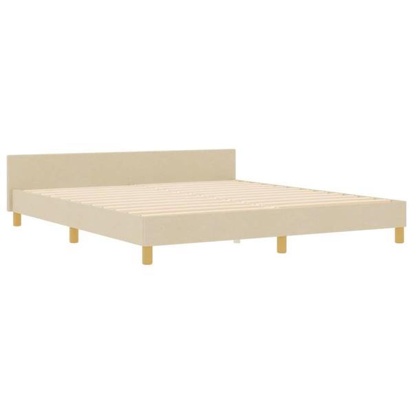 Bettgestell mit Kopfteil Creme 180 x 200 cm Stoff