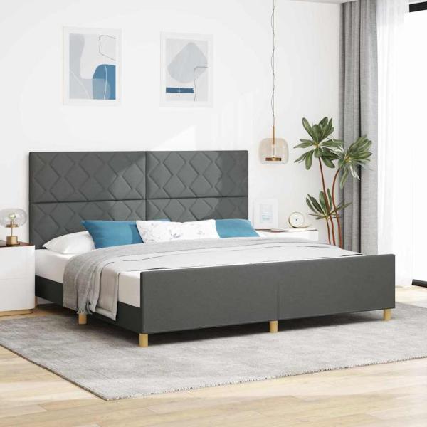 ARDEBO.de - Bettgestell mit Kopfteil Dunkelgrau 200 x 200 cm Stoff