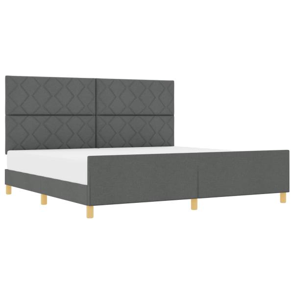 Bettgestell mit Kopfteil Dunkelgrau 200 x 200 cm Stoff