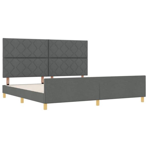 Bettgestell mit Kopfteil Dunkelgrau 200 x 200 cm Stoff