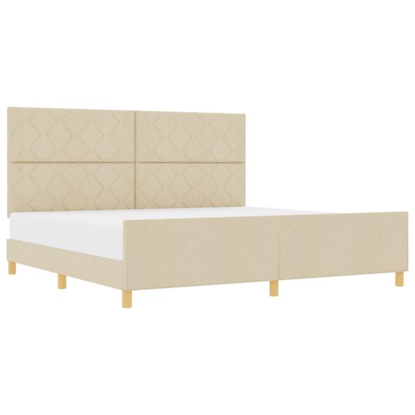 Bettgestell mit Kopfteil Creme 200 x 200 cm Stoff