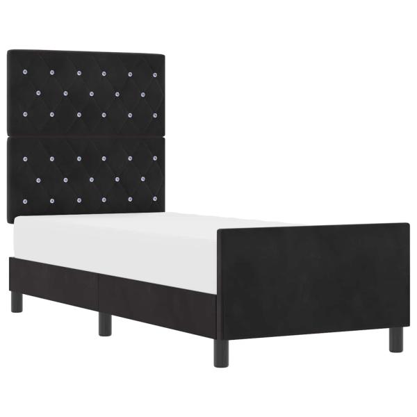 Boxspringbett mit Kopfteil Schwarz 80 x 200 cm Samt