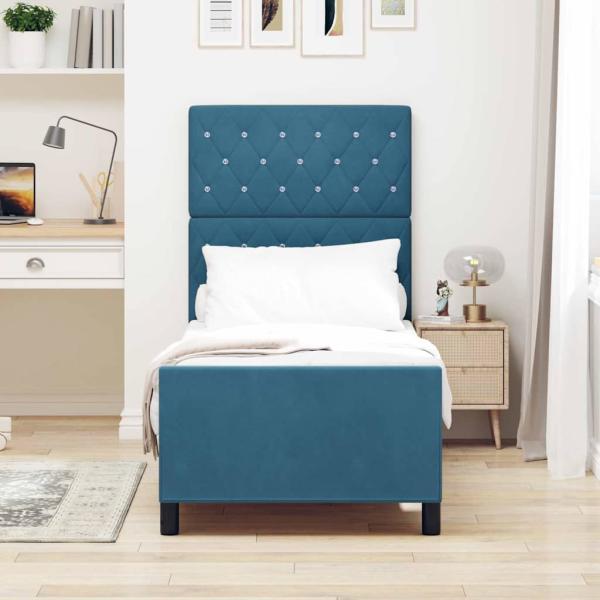 Boxspringbett mit Kopfteil Dunkelblau 80 x 200 cm Samt