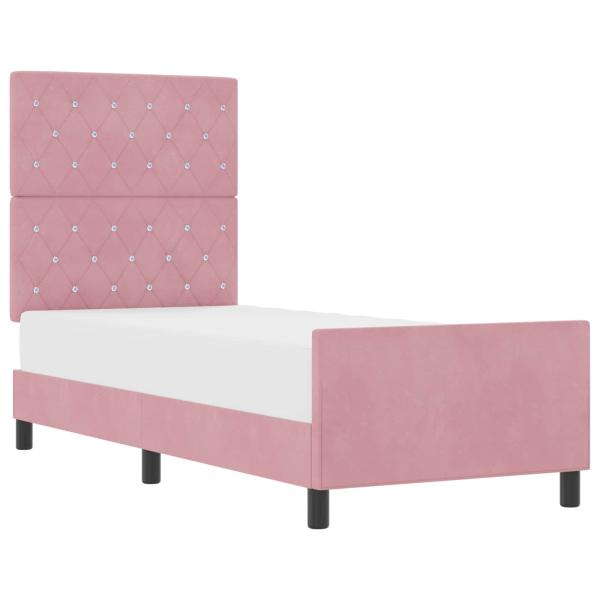 Boxspringbett mit Kopfteil Rosa 80 x 200 cm Samt