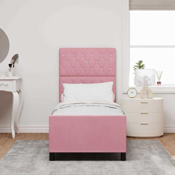 Boxspringbett mit Kopfteil Rosa 80 x 200 cm Samt