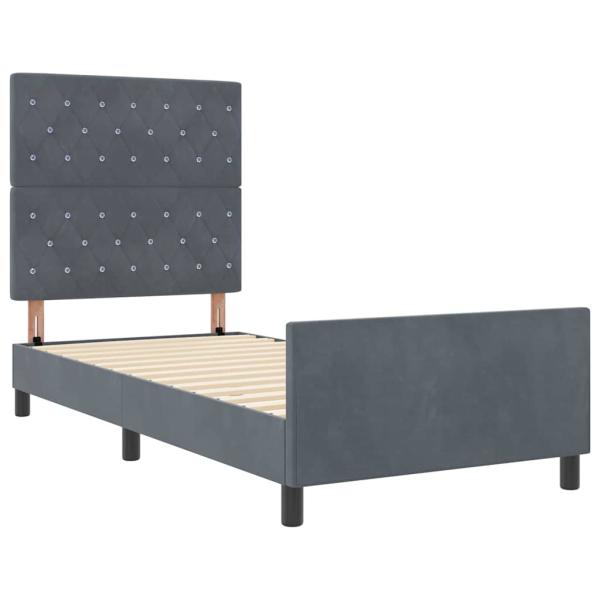 Boxspringbett mit Kopfteil Dunkelgrau 100 x 200 cm Samt