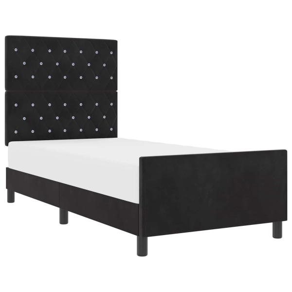 Boxspringbett mit Kopfteil Schwarz 100 x 200 cm Samt