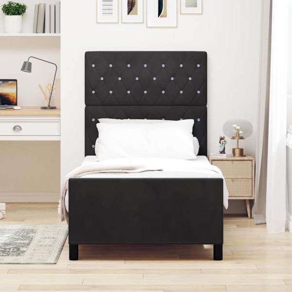 Boxspringbett mit Kopfteil Schwarz 100 x 200 cm Samt