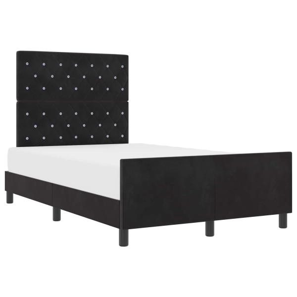 Boxspringbett mit Kopfteil Schwarz 120 x 200 cm Samt