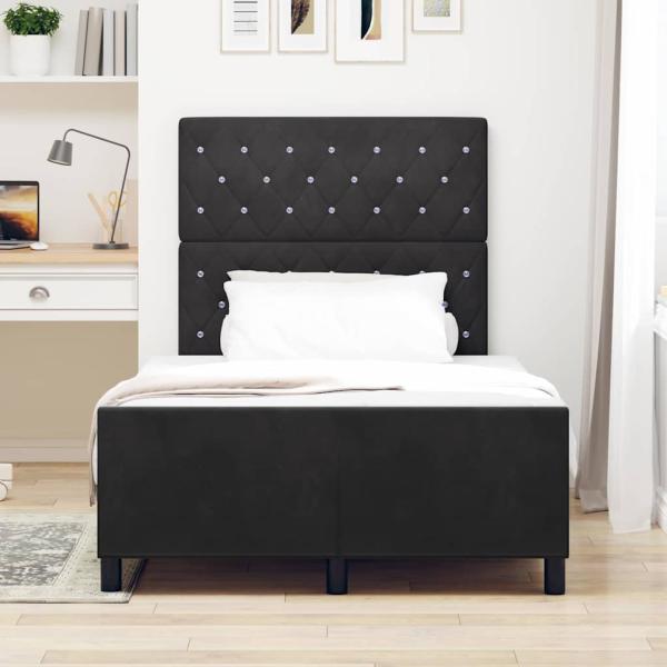 Boxspringbett mit Kopfteil Schwarz 120 x 200 cm Samt