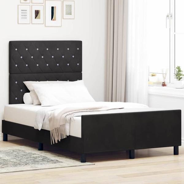 ARDEBO.de - Boxspringbett mit Kopfteil Schwarz 120 x 200 cm Samt