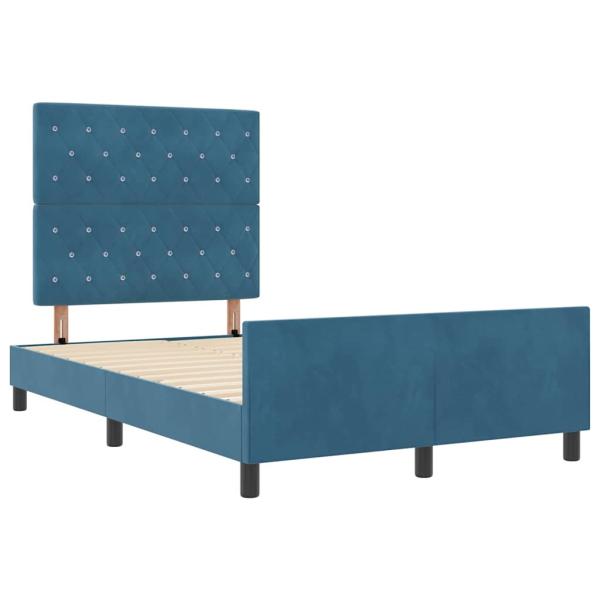 Boxspringbett mit Kopfteil Dunkelblau 120 x 200 cm Samt