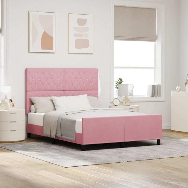 ARDEBO.de - Boxspringbett mit Kopfteil Rosa 140 x 190 cm Samt