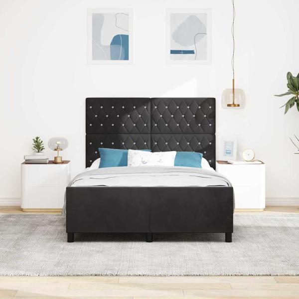 Boxspringbett mit Kopfteil Schwarz 140 x 200 cm Samt