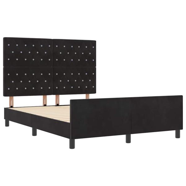 Boxspringbett mit Kopfteil Schwarz 140 x 200 cm Samt