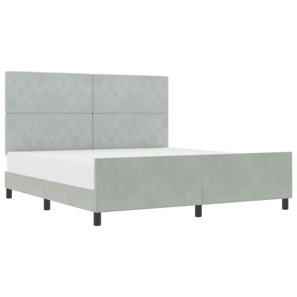 Boxspringbett mit Kopfteil Hellgrau 180 x 200 cm Samt