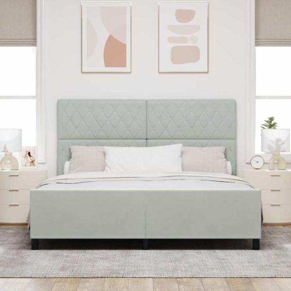 Boxspringbett mit Kopfteil Hellgrau 180 x 200 cm Samt