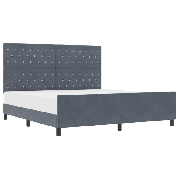 Boxspringbett mit Kopfteil Dunkelgrau 180 x 200 cm Samt