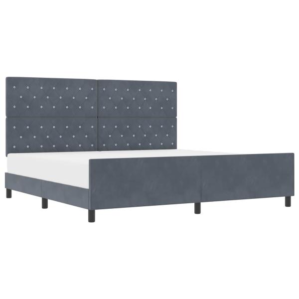 Boxspringbett mit Kopfteil Dunkelgrau 200 x 200 cm Samt