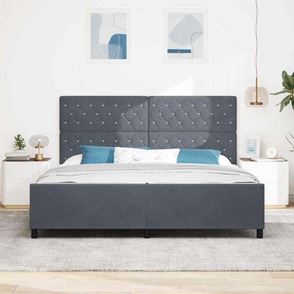 Boxspringbett mit Kopfteil Dunkelgrau 200 x 200 cm Samt