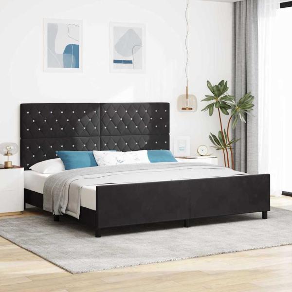 ARDEBO.de - Boxspringbett mit Kopfteil Schwarz 200 x 200 cm Samt