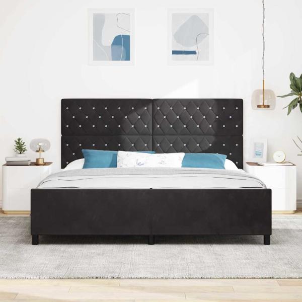 Boxspringbett mit Kopfteil Schwarz 200 x 200 cm Samt