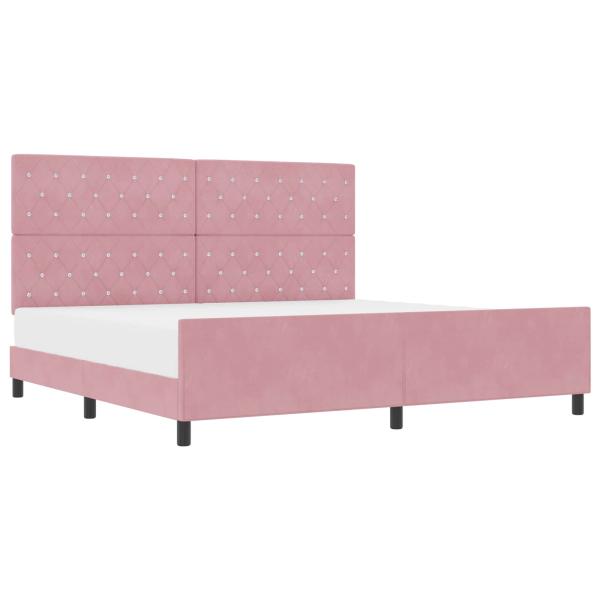 Boxspringbett mit Kopfteil Rosa 200 x 200 cm Samt
