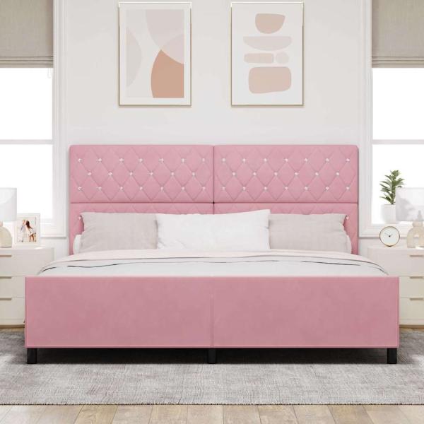 Boxspringbett mit Kopfteil Rosa 200 x 200 cm Samt