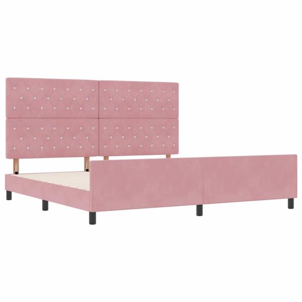 Boxspringbett mit Kopfteil Rosa 200 x 200 cm Samt