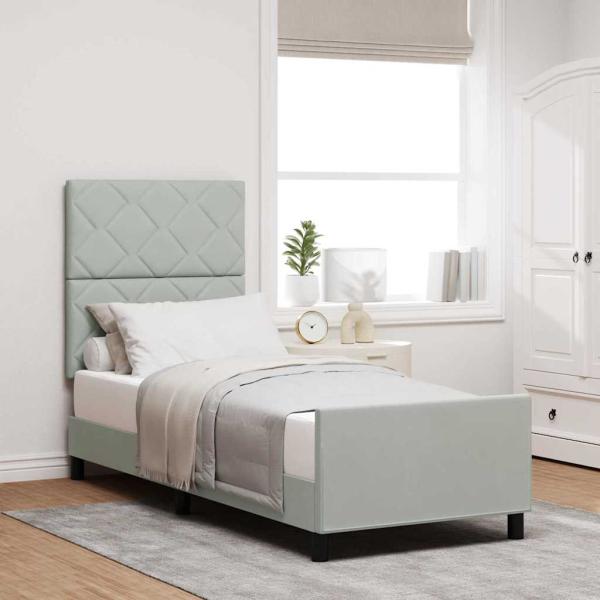 ARDEBO.de - Boxspringbett mit Kopfteil Hellgrau 80 x 200 cm Samt