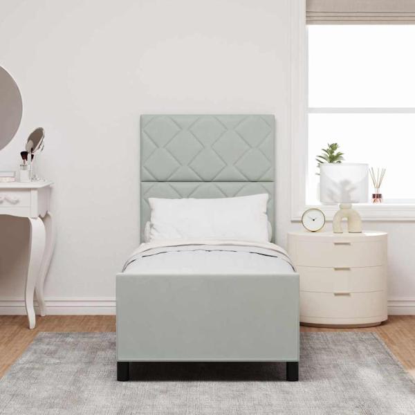 Boxspringbett mit Kopfteil Hellgrau 80 x 200 cm Samt