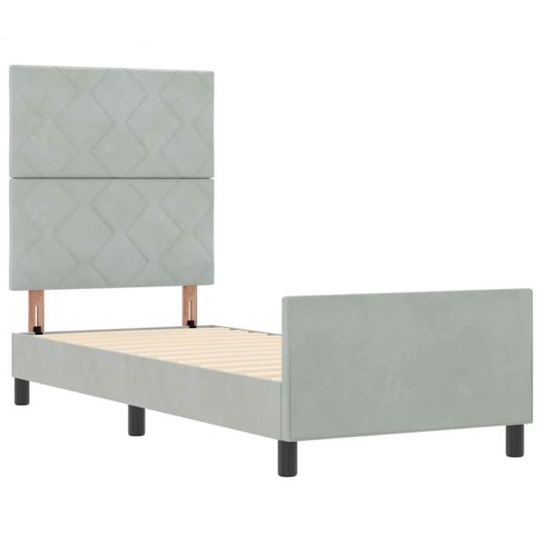 Boxspringbett mit Kopfteil Hellgrau 80 x 200 cm Samt