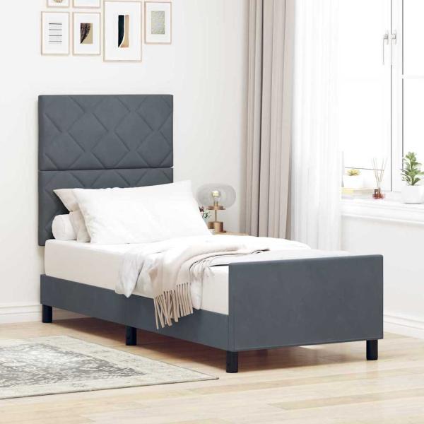 ARDEBO.de - Boxspringbett mit Kopfteil Dunkelgrau 80 x 200 cm Samt