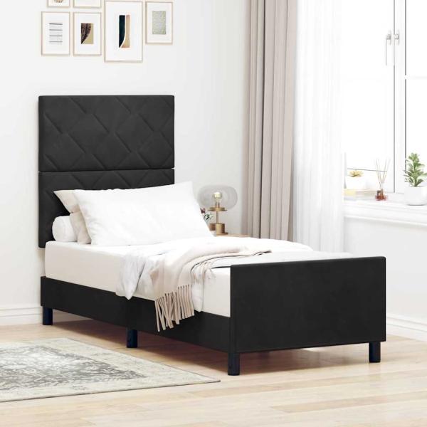 ARDEBO.de - Boxspringbett mit Kopfteil Schwarz 80 x 200 cm Samt