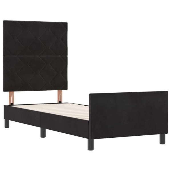 Boxspringbett mit Kopfteil Schwarz 80 x 200 cm Samt